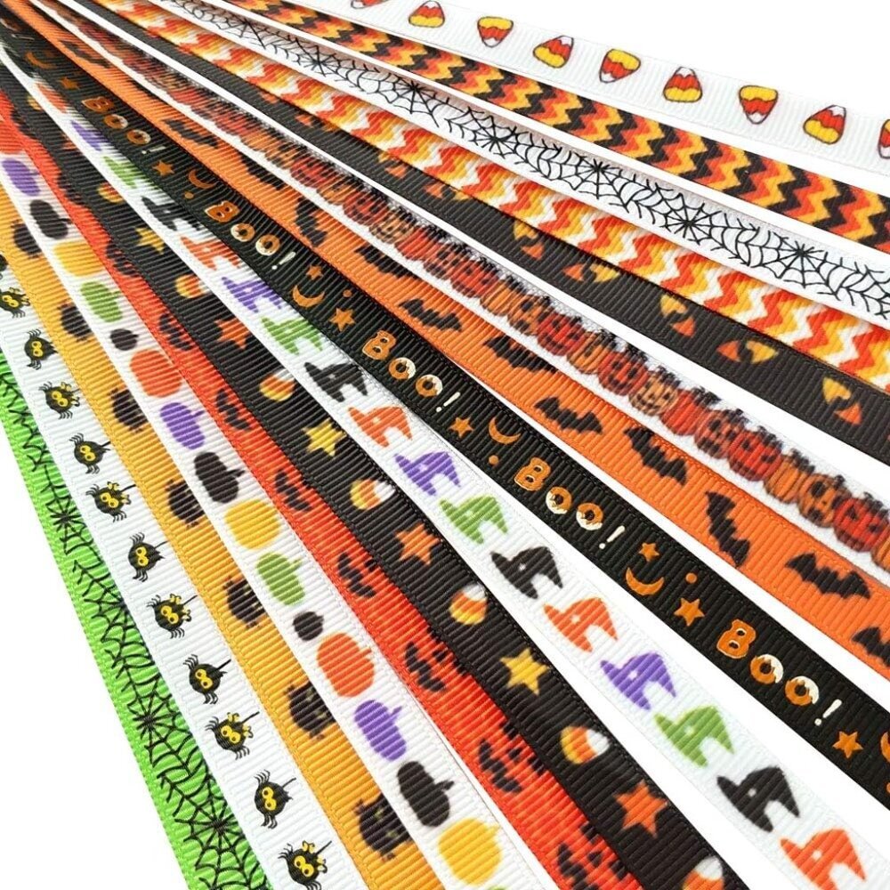 Assorted 15 Yards 3/8" 10mm Grosgrain Ribbon DIY Craft Accessory Halloween Ribbo